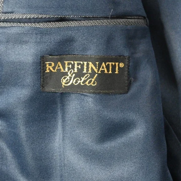 Raffinati 42L 34x32 Blue Herringbone Mens Jacket Pants Suit